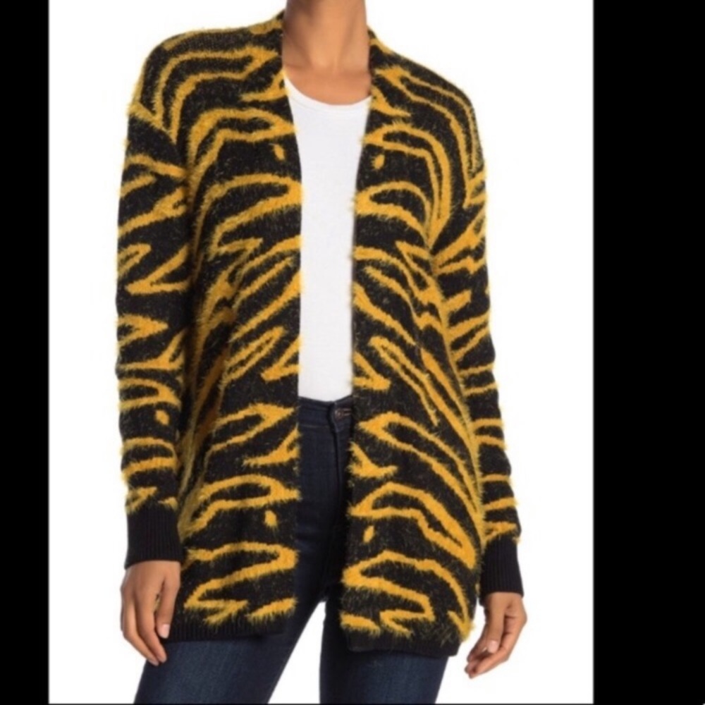💛SUSINA💛FUZZY OPEN FRONT CARDIGAN ZEBRA STRIPE💛